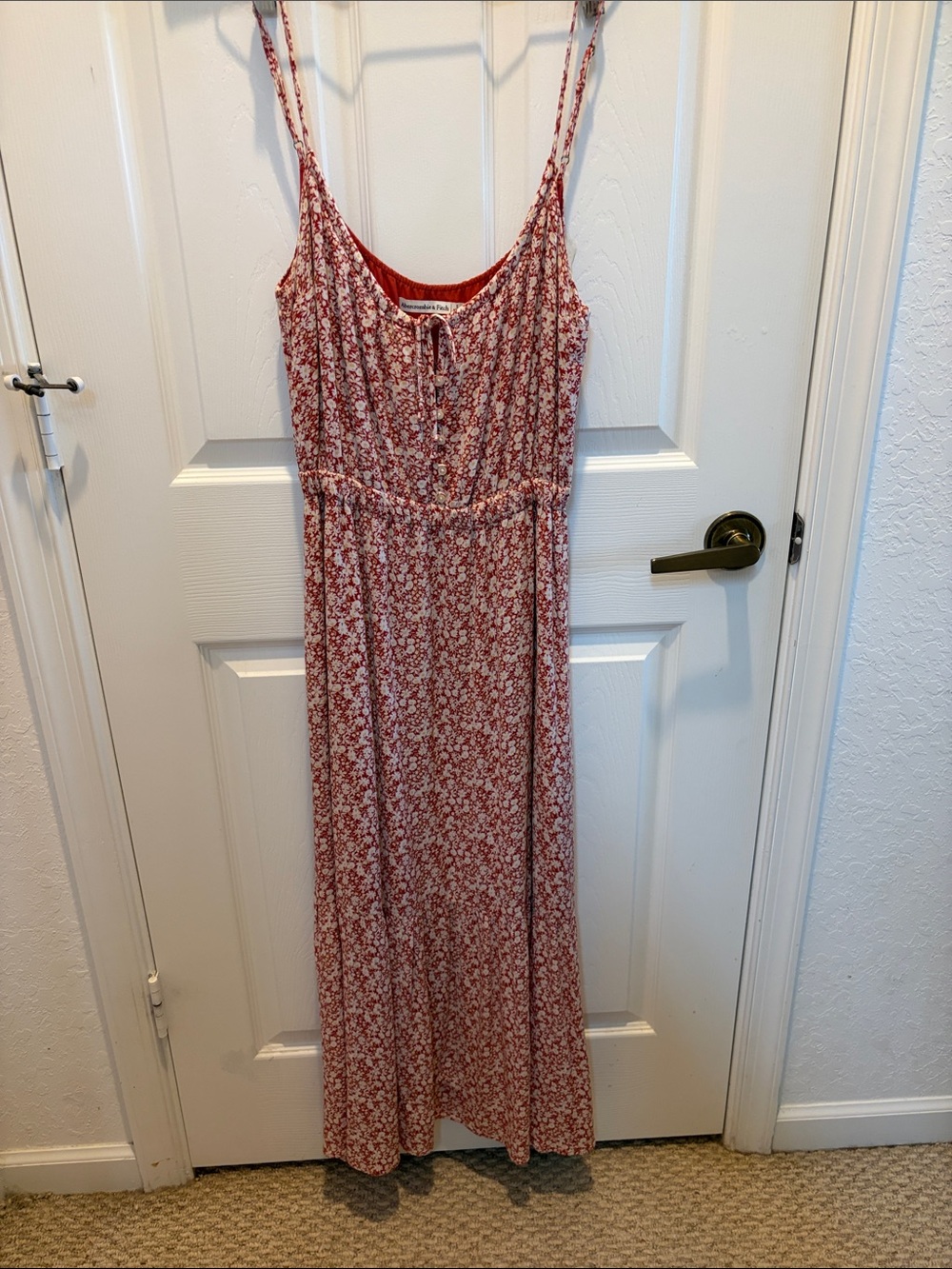 Abercrombie & Fitch Red Floral Maxi Dress with Spaghetti Straps